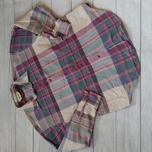 EDDIE BAUER HEAVIER WEIGHT PLAID FLANNEL BUTTON DOWN SHIRT